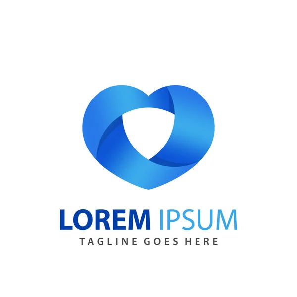 Soyut Kalkan Aşk Logosu Tasarım Şablonu Premium — Stok Vektör