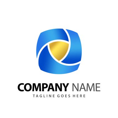 Soyut Kare Kalkan Logo Tasarım Vektörü İllüstrasyon Şablonu