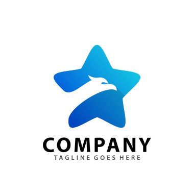 Soyut Kartal Yıldız Başı Simge Tasarım Vektörü İllüstrasyon Şablonu