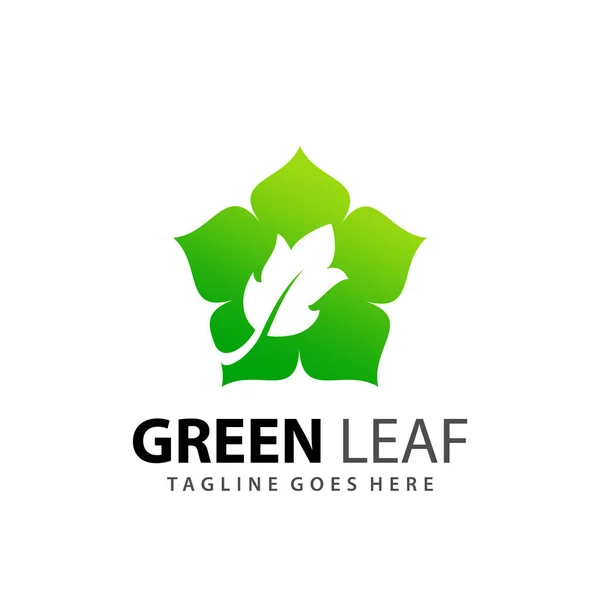 Résumé Gradient Eco Green Leaf Logo Design Vector Illustration Stock — Image vectorielle