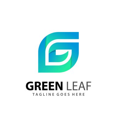 Muhteşem Harf G Yeşil Yaprak Logo Tasarım Vektörü İllüstrasyonu