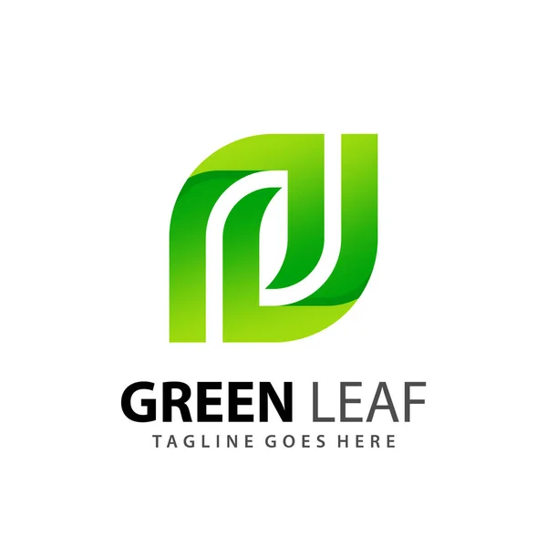 Abstract Carta Green Leaf Logo Design Vetor Ilustração —  Vetores de Stock