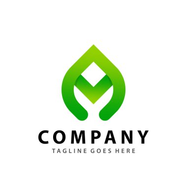 Abstract Letter A Green Leaf Graphics Logo Design Vector Illustration