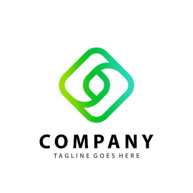 Abstract Square Green Leaf Modern Graphics Logo Design Vector Illustration