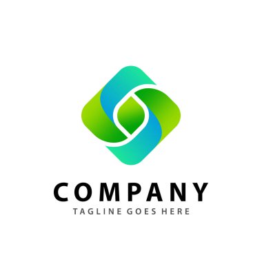 Abstract Gradient Square Green Leaf Modern Graphics Logo Design Vector Illustration
