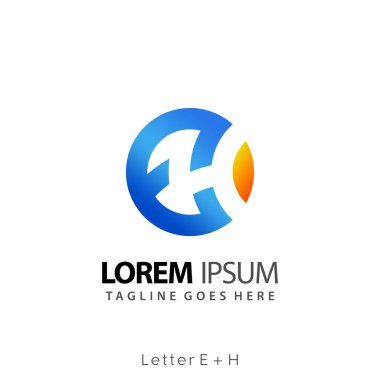 Harf EH Çember Modern Logolar Tasarım Vektörü İllüstrasyon Şablonu