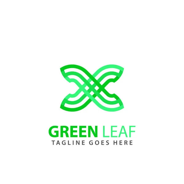 Abstract Letter Green Leaf Creative Logos Design Modelo Ilustração Vetorial —  Vetores de Stock