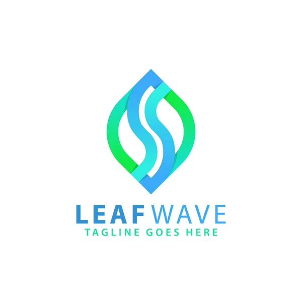 Abstrato Green Leaf Wave Moderno Logos Design Vector Ilustração Modelo —  Vetores de Stock