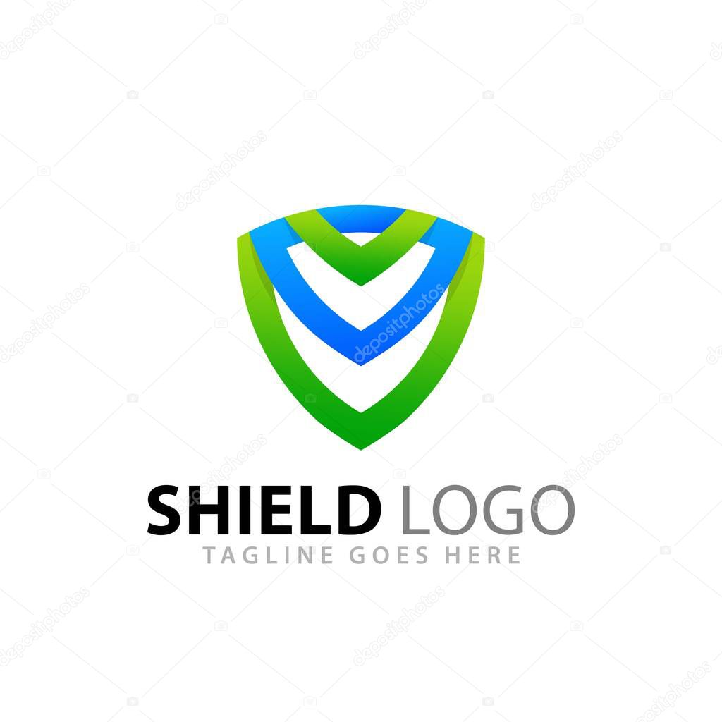 Abstract Gradient Shiled Emblem Logos Design Vector Illustration Template Stock Premium