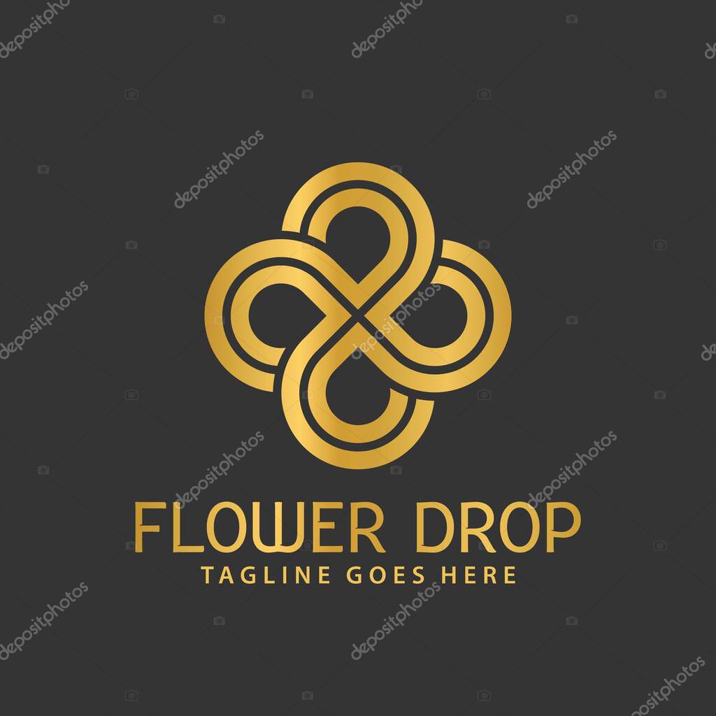 Gold Flower Drop Logos Design Vector Illustration Template