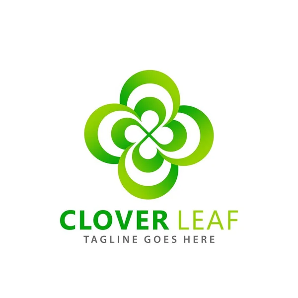 Astratto Green Clover Leaf Company Logos Design Modello Illustrazione Vettoriale — Vettoriale Stock