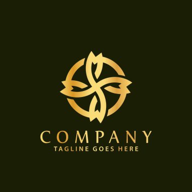 Soyut Altın Harf M Çember Modern Logolar Tasarım Vektör Çizim Şablonu