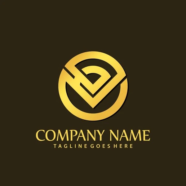 Gold Letter Circle Company Modern Logos Design Vector Illustration Template — Stock Vector