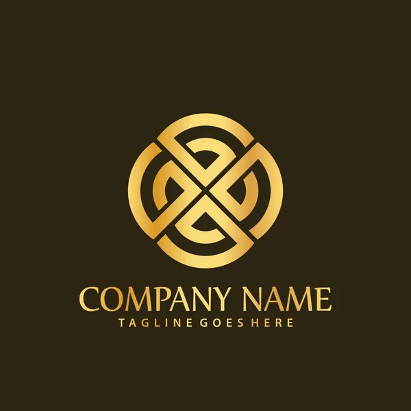 Gold Letter Flowers Company Modern Logos Design Vector Illustration Template — Stock Vector