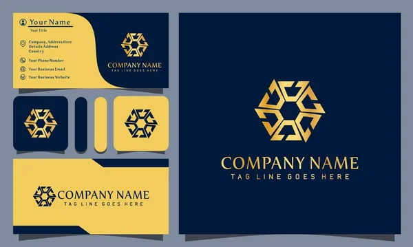 Ilustración Vectores Diseño Logotipos Lujo Hexagonal Oro Con Estilo Arte — Vector de stock
