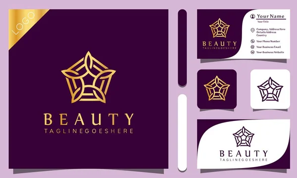 Minimalistyczny Elegancki Piękno Lotos Luksusowe Logo Design Wektor Ilustracja Linii — Wektor stockowy
