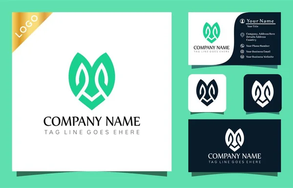 Monogram Leaf Logo Design Ispirazioni Vettoriali Illustrazione Con Linea Stile — Vettoriale Stock