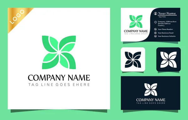 Farfalla Fiore Foglia Logo Design Ispirazioni Vettoriali Illustrazione Con Linea — Vettoriale Stock