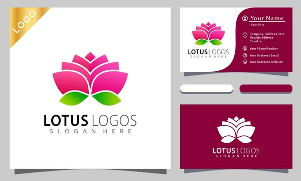 Lotus Çiçeği logosu tasarım vektör çizimi, zarif, modern şirket kartviziti şablonu