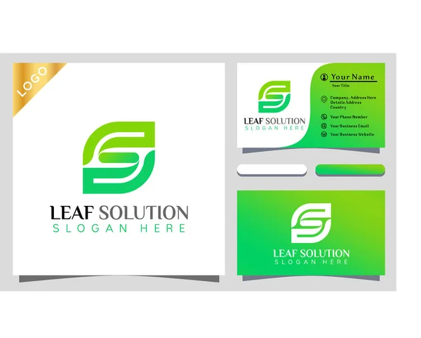 stock vector Abstract Letter S Green Leaf Solution Logo Design Vector Illustration Template. modern logo design business card