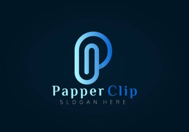 P Harfi Kağıt Klipsi Logo Tasarım Vektörü İllüstrasyon Şablonu. Modern logo tasarım şirketi