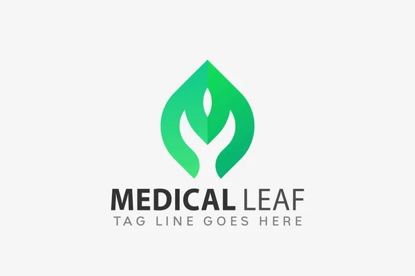 Buchstabe Medical Leaf Logo Design Vektor Illustration — Stockvektor