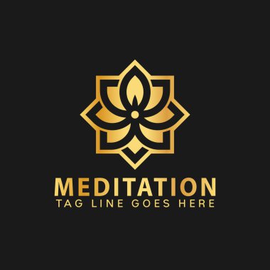 Altın Lotus Meditasyon Spa Logosu Tasarım Vektör Çizimi