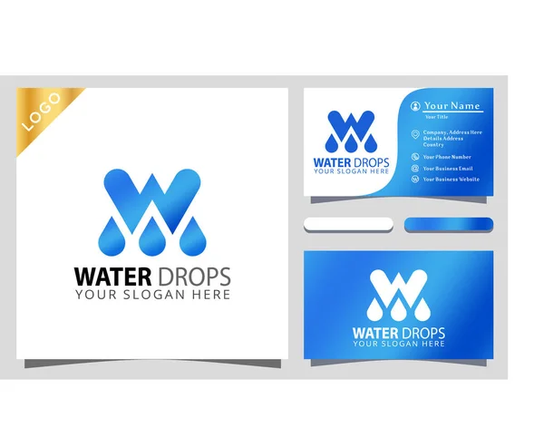 Letter Water Drops Logo Design Element Illustrator Business Card — Stock Vector