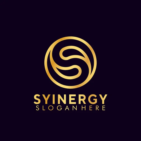 Altın Harf S, Yin Yang, Monogram Logo Tasarım Sembol Vektörü İllüstrasyonu