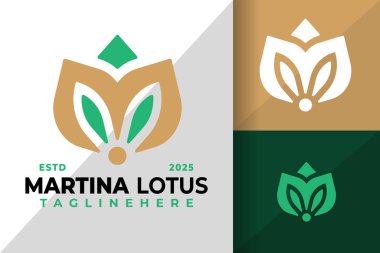 M Nilüfer Lale Logosu Simge Vektör Tasarımı Çizimi