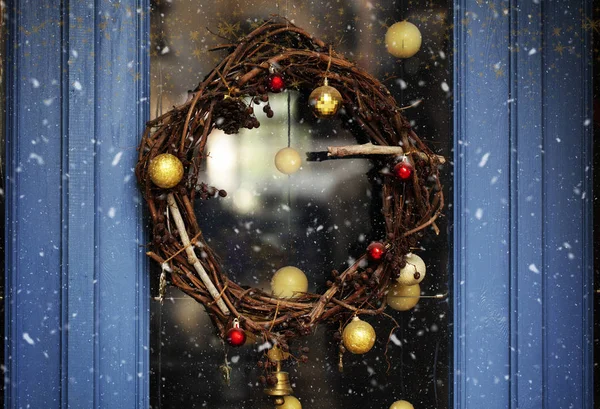 Christmas Door Ornament Happy New Year — Stock Photo, Image