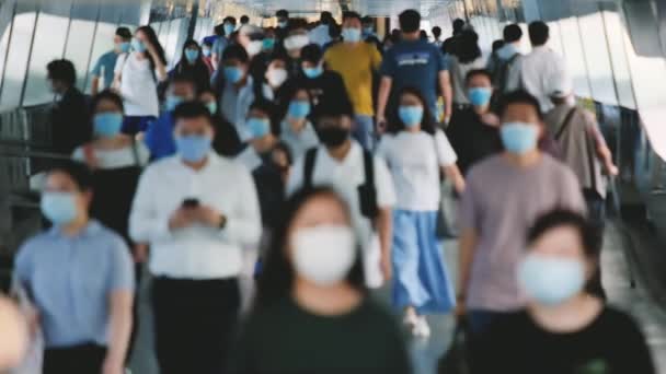 Hong Kong Metróban Orvosi Maszkot Viselő Nem Ismert Emberek Lassú — Stock videók