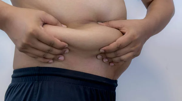 Overweight Asian obese men. Fat man.