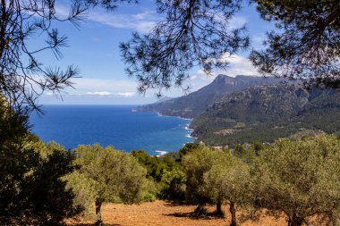 Mallorca 'nın kuzeyinde Valldemossa ve Bayalbufar arasındaki kıyı şeridinde manzara