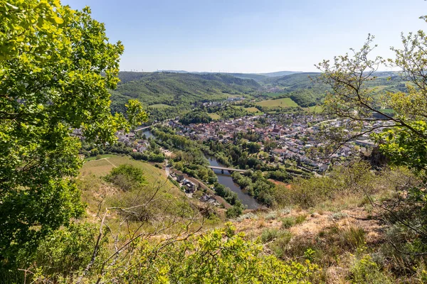 Wysoki Kąt Widzenia Rotenfels Bad Muenster Stein Ebernburg Rzeki Nahe — Zdjęcie stockowe