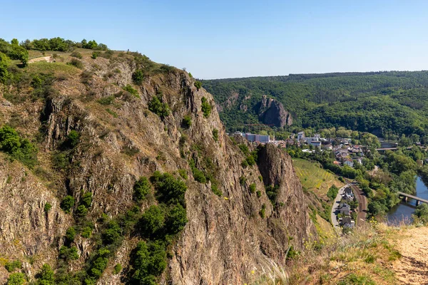 Wysoki Kąt Widzenia Rotenfels Bad Muenster Stein Ebernburg Masywem Skalnym — Zdjęcie stockowe