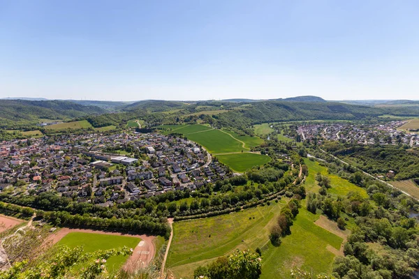 Blick Vom Rotenfels Auf Bad Münster Stein Ebernburg Mit Der — Stockfoto