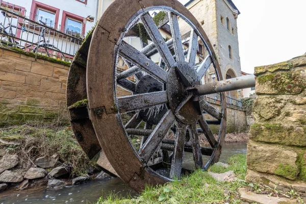 Water Wheel Winter Icicles Meisenheim Germany — Stock Photo, Image