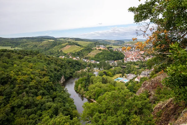 Widok Rheingrafenstein Krajobraz Rzeki Nahe Bad Muenster Stein — Zdjęcie stockowe