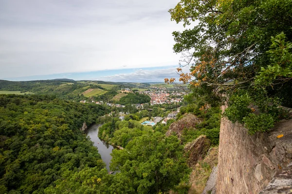 Widok Rheingrafenstein Krajobraz Rzeki Nahe Bad Muenster Stein — Zdjęcie stockowe