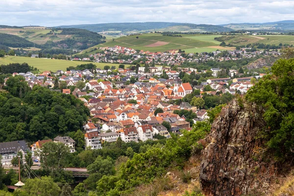 Widok Rheingrafenstein Miasto Bad Muenster Stein Ebernburg Niemcy — Zdjęcie stockowe