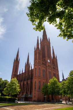 Wiesbaden, Almanya 'daki Marktkirche' e geniş açı