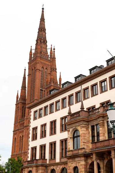 Nouvelle Mairie Église Marché Wiesbaden Allemagne — Photo