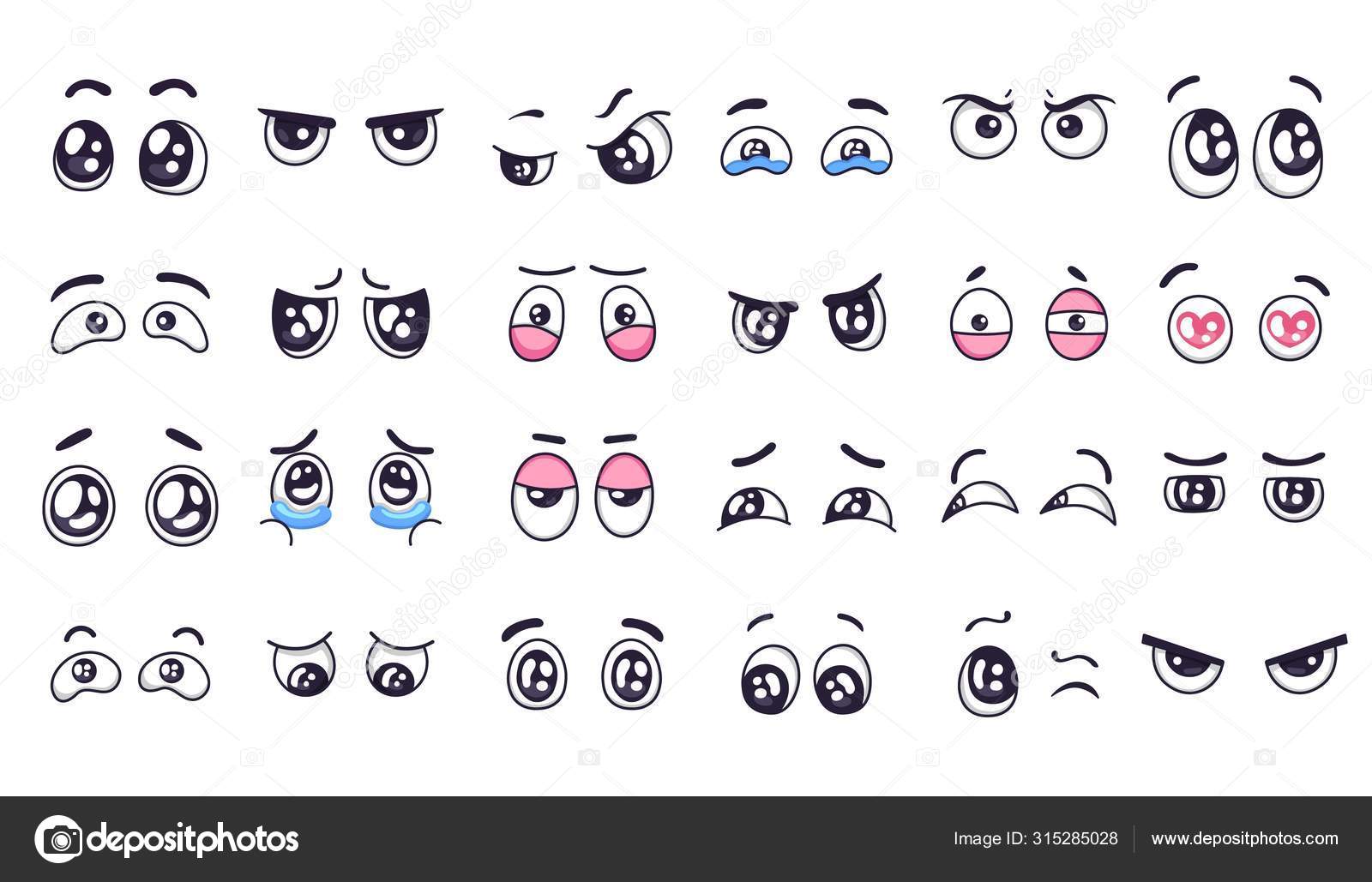 Scared anime face manga style funny eyes Vector Image