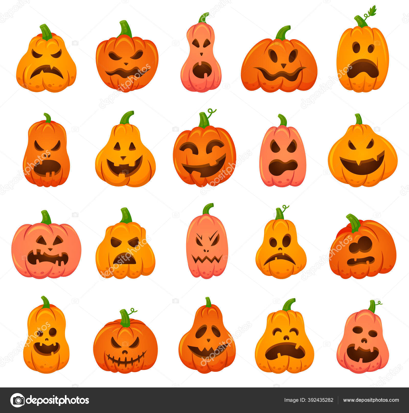 Cara assustadora de abóbora de halloween de bonito desenho animado com  língua de fora