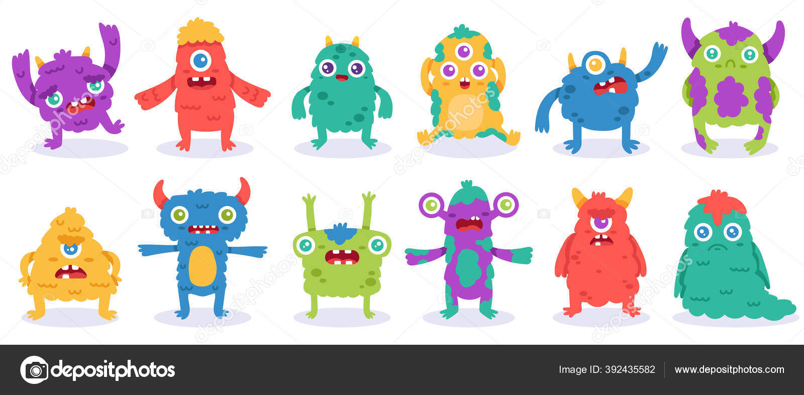 conjunto de caras engraçadas de personagens de mascote de desenho