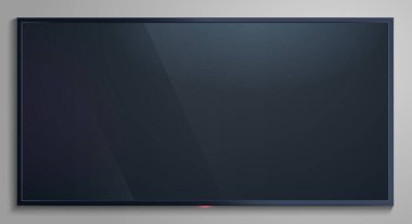 Gerçekçi televizyon ekranı. Lcd modern boş ekran, televizyon monitörü maketi, Lcd panel izole vektör illüstrasyonu