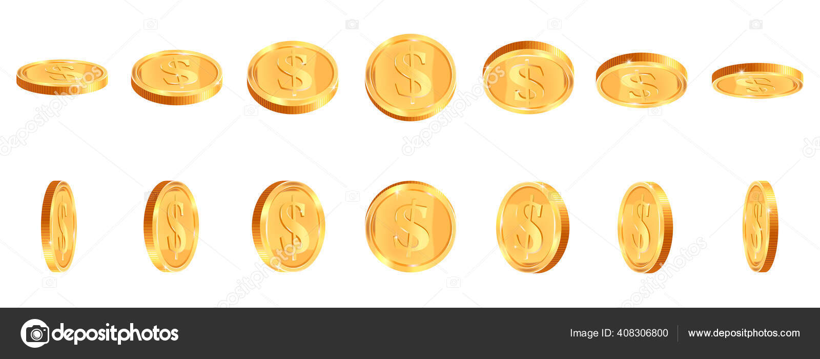 现实的金币。金光闪闪的钱币，头彩钱币元动画，黄金3D宝藏奖，黄金货币矢量图解图标设置图库矢量图©winwin.artlab@gmail.com  408306800