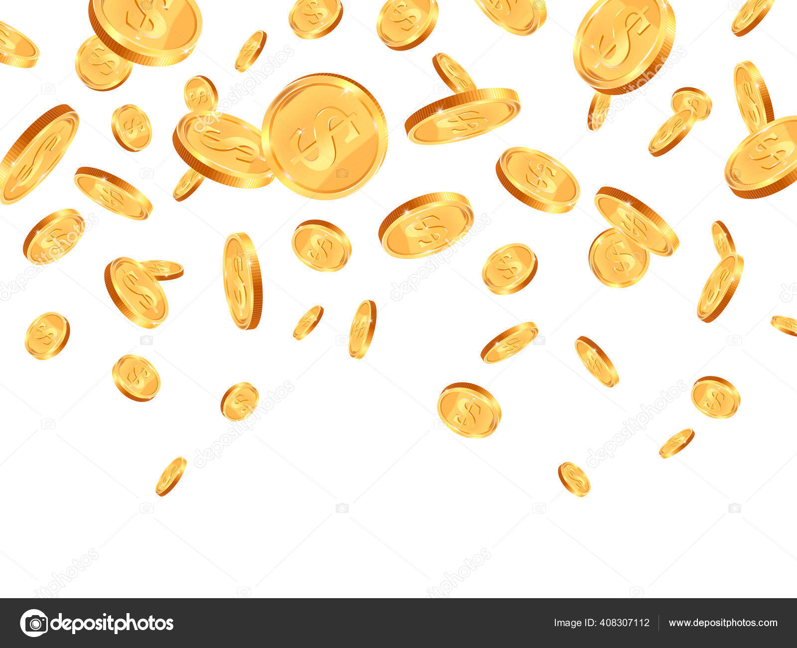 现实的下落硬币。金币3D硬币跌落，金币飞落，金币跌落矢量背景图解图库矢量图©winwin.artlab@gmail.com 408307112