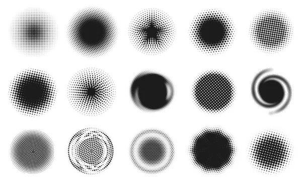 Yarım tonlu daireler. Soyut noktalı yuvarlak desenler, bulanık ve kıvrımlı eğimli dairesel şekiller. Radyal nokta solma, yarım ton nokta vektörü ile soyut arkaplan elementleri.